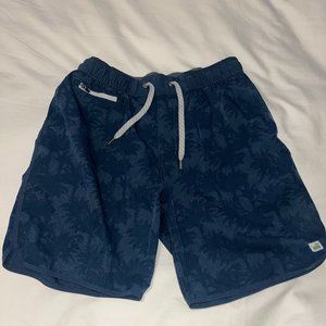 Vuori Shorts Mens Athletic Blue Palm - Size Medium
